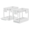 Set 2 Organizer Sottolavello Bianco Bagno Cucina Cassetto Scorrevole Salvaspazio