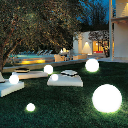 Lampada Sfera Giardino 20cm Luce Esterno Bianco attacco E27 Decorazione Esterno