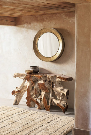 Consolle "Lisandra" struttura in radici di teak originali per decorazioni ambienti