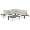 Salottino angolare da giardino Kubik in alluminio antiruggine e polywood per giardino e veranda