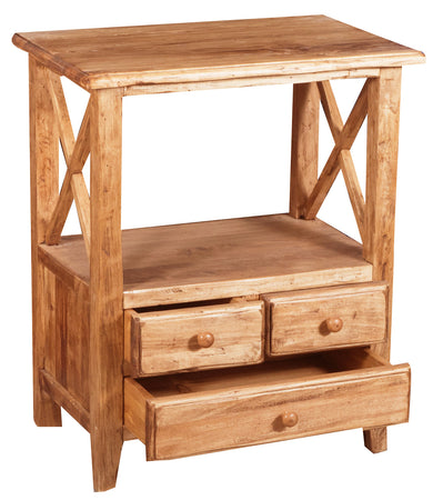 Biscottini Comodino Country in legno massello di tiglio finitura naturale L56xPR36xH66 cm. Made in Italy