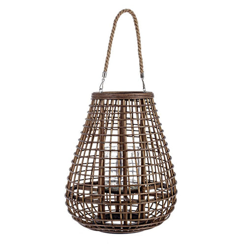 Lanterna con manico da esterno nero in bamboo decorazione per giardino