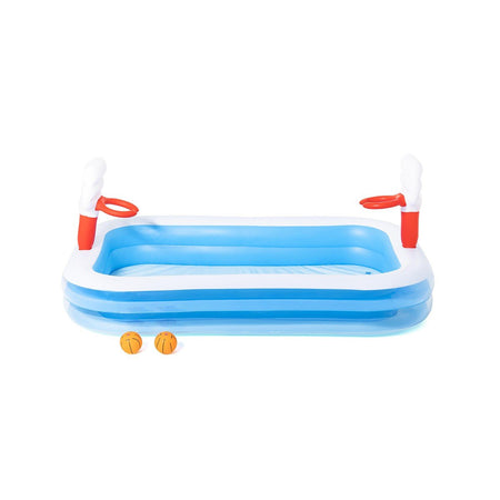 Piscina Family con canestri da basket, 251 x 168 cm da balcone e giardino