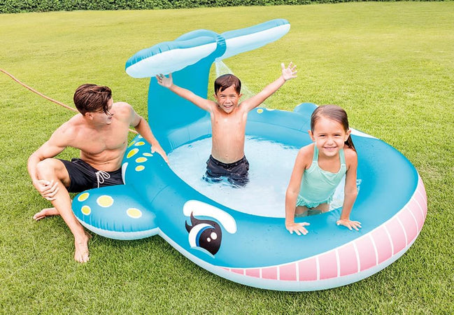 Piscina gonfiabile " Balena" con spruzzo  201 X 196 cm per balcone e giardino