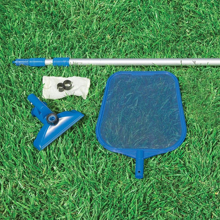 Kit di pulizia per piscina da 488 cm con spazzola aspira-fango e retino