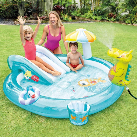 Piscina gonfiabile "Alligatore" con spruzzo per bambini 201 x 170 cm