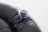 Pouf gonfiabile con righe e tessuto in spun poliestere con cerniera a scomparsa
