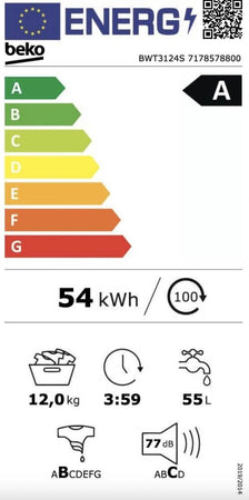 Beko BWT3124S Lavatrice cm. 60 - capacità 12 kg - bianco