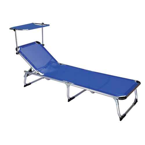Lettino prendisole Super in alluminio pieghevole con tettuccio da mare e giardino