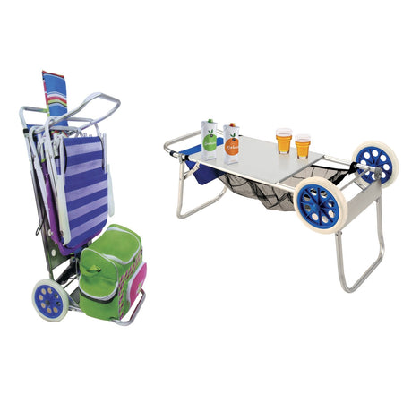 Carrello con tavolo trolley in alluminio per campeggio viaggio o spiaggia