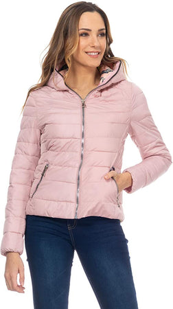 Divine Giacca da donna con fodera a fantasia con chiusura a zip Rosa