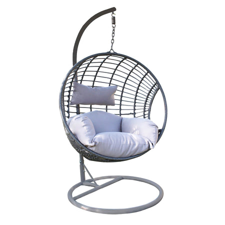 Poltrona a dondolo sospesa "Extra Large" per giardino e veranda in rattan con cuscino