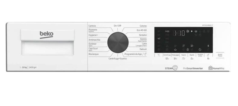 Beko WTX101486AI-IT - Lavatrice 10kg 60 cm 1400 giri Inverter a Vapore Classe A Bianca