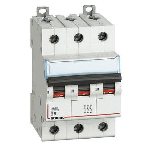 Interruttore magnetotermico 3 poli 3 moduli 6A curva B Bticino