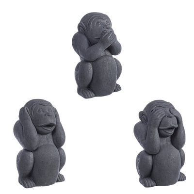 Stuatuetta da Giardino Scimmia non vedo, non sento, non parlo decorazione per uso esterno.