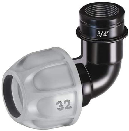 CLABER - RACCORDO A GOMITO Ø1'' CON FILETTO 3/4" - 90273