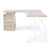 Scrivania angolare rovere con cassettiera da ufficio e cameretta 151 cm