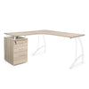 Scrivania angolare rovere con cassettiera da ufficio e cameretta 151 cm