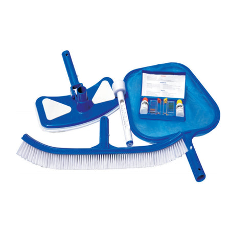 Kit completo per la pulizia di piscine fuori terra ed interrate con retino e spazzola
