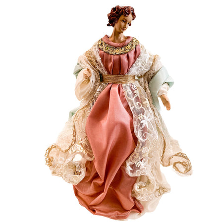 Angelo per presepe di natale statuetta h 35 cm in poliresina e tessuto con ali