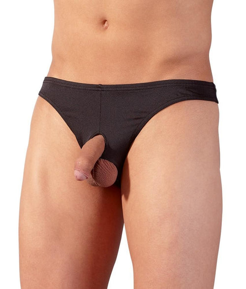 Tanga Aperto con Effetto Special Nero Elasticizzato