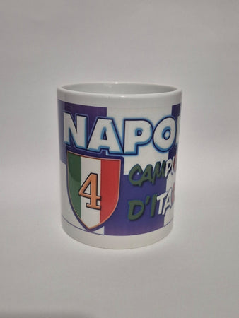 TAZZA NAPOLI 4 SCUDETTO PERSONALIZZATA LA MANO DE DIOS MARADONA FORZA NAPOLI CAMPIONI DI ITALIA