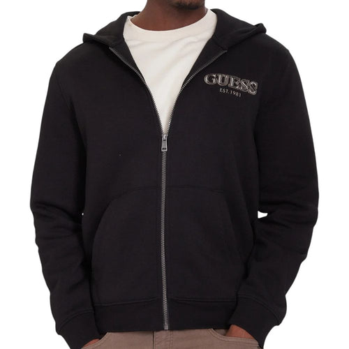 Guess felpa nera con zip e cappuccio M5BQ48 K9Z21 JBLK