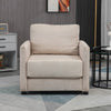 Poltrona Moderna in Tessuto Traspirante Effetto Lino con Tasca Interna, 80x85x88 cm, Beige poltroncina sedia soggiorno salotto camera ufficio studio F839-828V00BGA
