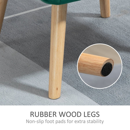 Poltroncina Stile Nordico in Legno ed Effetto Velluto Verde per Soggiorno o Ufficio , 64x62x72.5 cm , sedia poltrona salotto studio F833-799V00GNA