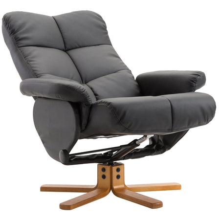 Poltrona Sedia ufficio studio salotto soggiorno Relax Reclinabile con Poggiapiedi in Pelle PU Nero F833-359BKA