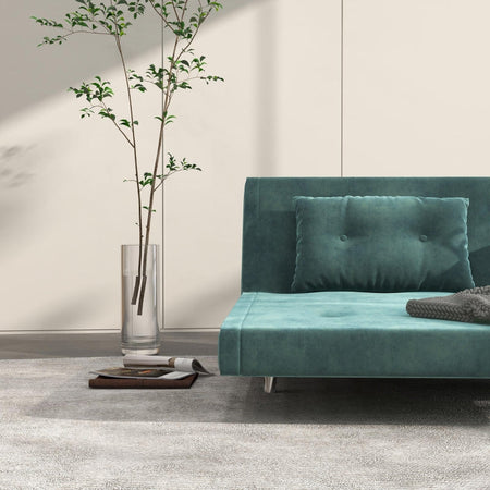 NUOVO Poltrona Letto a sedia materasso brandina Letto Singolo con Schienale Reclinabile in Velluto, 100x88x83cm, Verde Scuro F839-893V01DGA