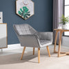 Poltroncina Stile Nordico in Legno ed Effetto Velluto Grigio per Soggiorno o Ufficio , 64x62x72.5 cm sedia poltrona salotto studio F833-799V00GYA