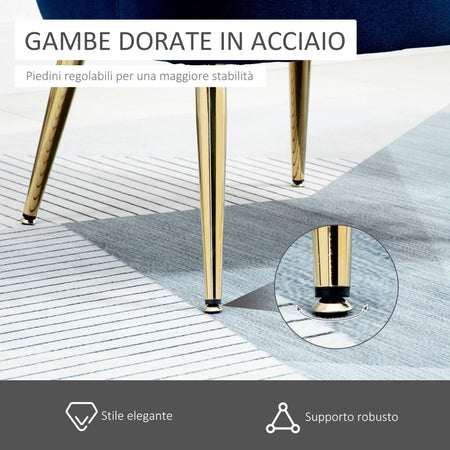 Poltrona in Velluto Imbottita con Schienale a Conchiglia per Camera e Salotto , 63x65x84cm sesia poltroncina soggiorno ufficio studio F839-205BUA
