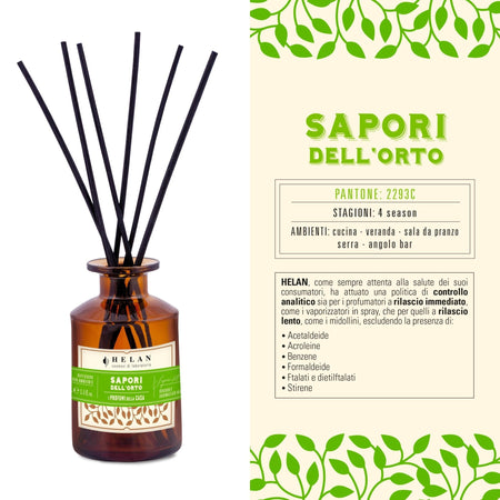 Helan Sapori dell'Orto - Profumatore per Ambienti, Profumo Ambiente con Bastoncini per Diffusori dalle Note Aromatiche e Verdi - Idee Regalo Deodorante e Profumatori Ambiente, 100 ml - Made in Italy - Naturopatica shop & therapy