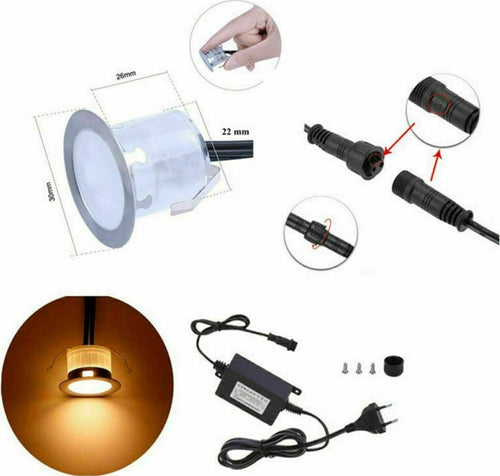 16 Faretti Incasso LED 12V Segnapasso Calpestabile Esterno IP67 + Trasformatore Illuminazione/Illuminazione per esterni/Luci per sentieri Zencoccostore - Formia, Commerciovirtuoso.it