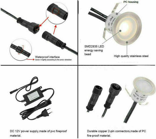 16 Faretti Incasso LED 12V Segnapasso Calpestabile Esterno IP67 + Trasformatore Illuminazione/Illuminazione per esterni/Luci per sentieri Zencoccostore - Formia, Commerciovirtuoso.it