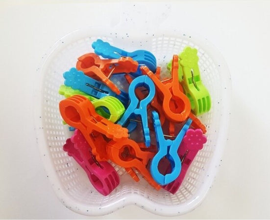 16-Mollette-Con-Cestino-Mela-Mollettine-Pinze-In-Plastica-Stendino-Biancheria