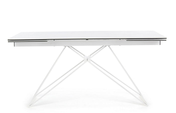 Tavolo Quasar allungabile rettangolare con piano in ceramica con supporto in vetro temperato da 160-240 x 90 cm