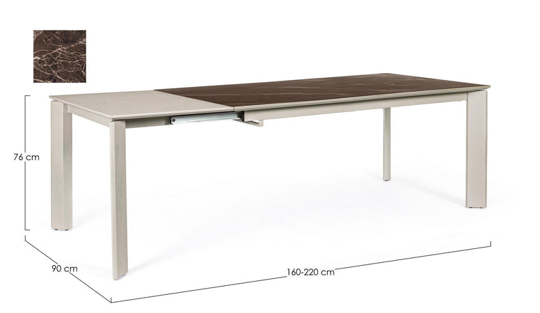 Tavolo "Briva" allungabile rettangolare con piano in ceramica e supporto in mdf