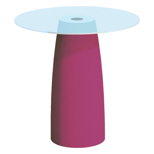 Tavolino Break Cromia in resina con piano in vetro per esterno Made in Italy tinta unita Ø 70 cm