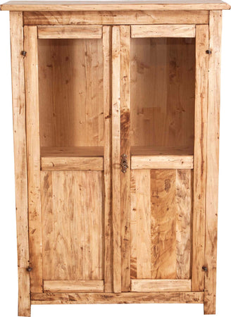 Biscottini Vetrinetta Country in legno massello di tiglio finitura naturale L68xPR25xH98 cm. Made in Italy