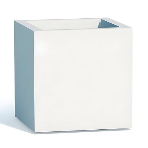 Vaso Cromia Cube quadrato decorazione a tinta unita in resina Made in Italy