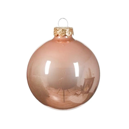 Palline per albero di Natale in vetro decorate color Rosa scintillante lucido