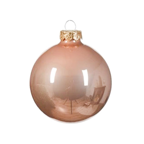 Palline per albero di Natale in vetro decorate color Rosa scintillante lucido