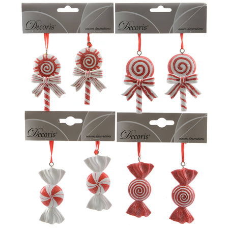 Pendente per albero di Natale a forma di caramella, da 5 cm, confezione 2 pezzi