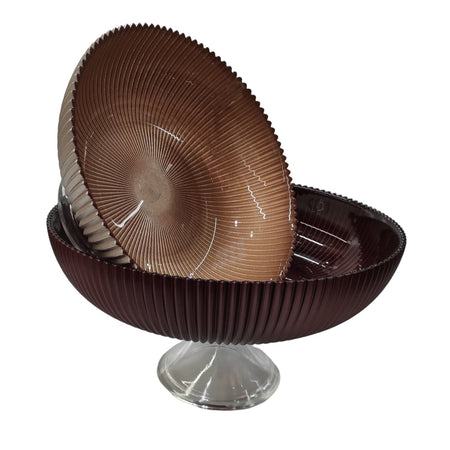 Alzata tonda in vetro "Aria" su piede in vetro con bordo per torte e dolci