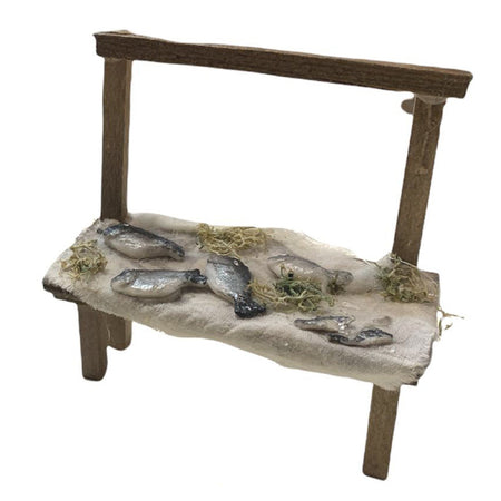 Banchetto con pesce e cibi statuetta napoletana artigianale da h9 cm x 8 cm