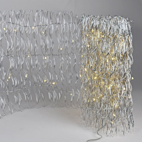 Fascia filo in metallo argento con 120 nanoled Bianco Ghiaccio da 2 metri