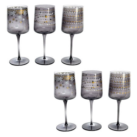 Set da 6 calici in vetro "Elegant Stars" da 320 cL Ø 7 x h 20 cm, decorazione moderna