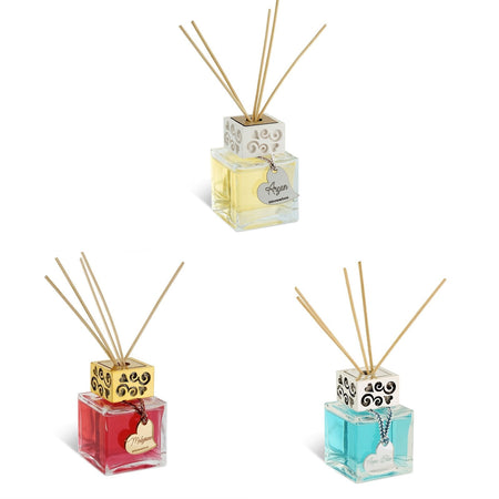 Bottiglia diffusore di profumo quadrata in vetro fragranza con bacchette Made in Italy